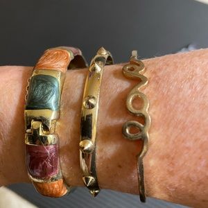 Gold color 3 bangles 7”